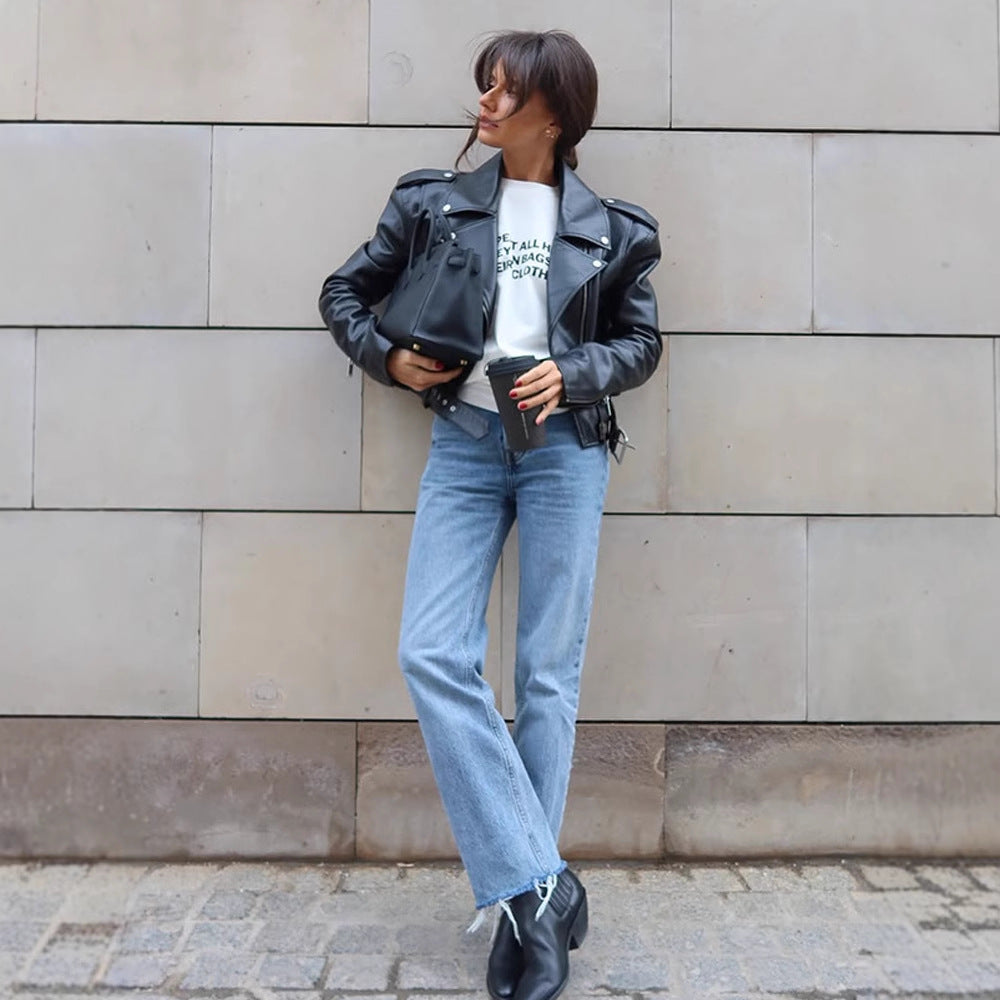 Damen Kunstlederjacke im Biker-Stil mit optimierter Passform EB