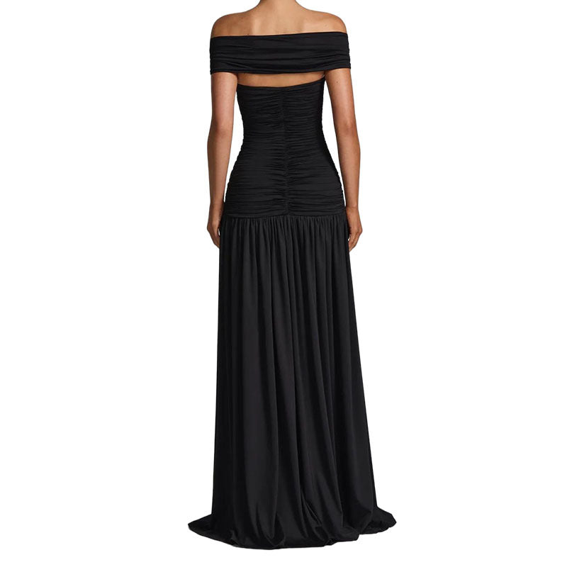 Damen Elegantes Off-Shoulder Maxikleid mit praktischem Cut-Out EB