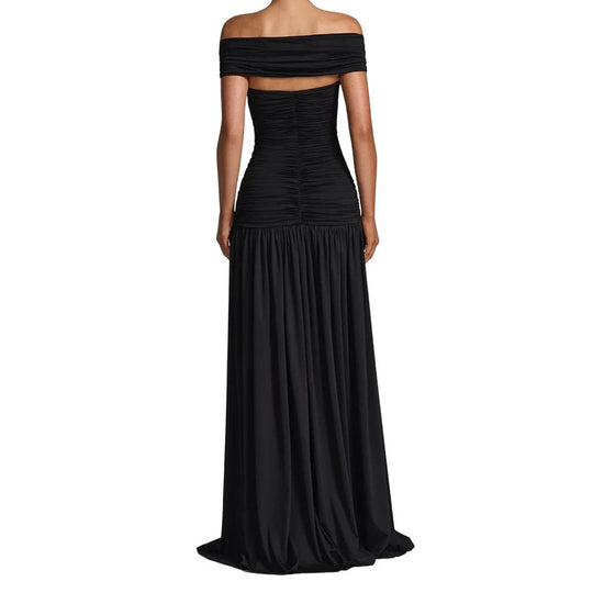 Damen Elegantes Off-Shoulder Maxikleid mit praktischem Cut-Out EB