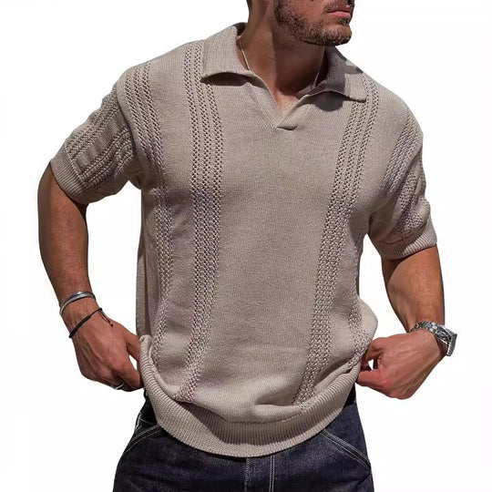 EB | Hohles POLO-Shirt mit V-Ausschnitt