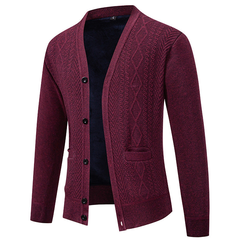 Herren Strickjacke mit strukturiertem Design und Knopfverschluss EB