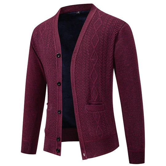 Herren Strickjacke mit strukturiertem Design und Knopfverschluss EB