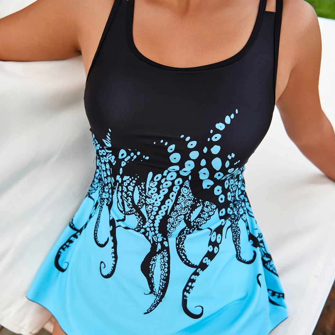 Damen Tankini-Set mit eleganter Flatteroptik und modernem Tiermotiv EB