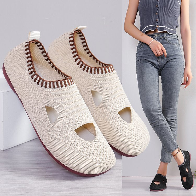 Damen atmungsaktive Laufchuhe mit flexiblem Strick-Obermaterial EB
