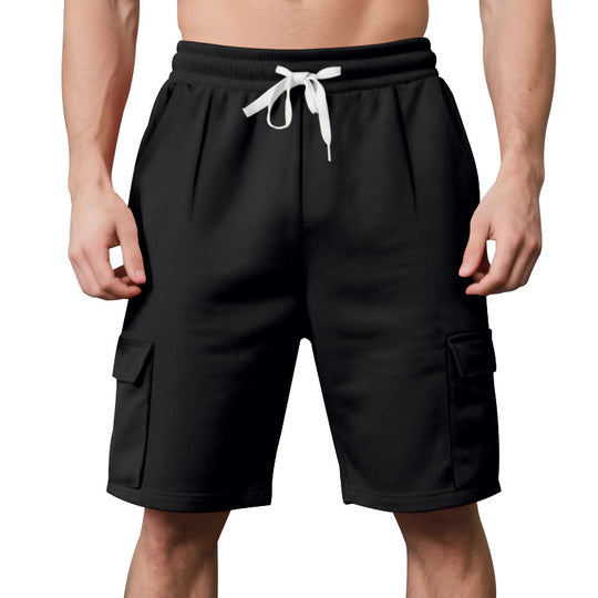 Herren nan elastische Cargo-Bermuda mit Kordelzug und Mehrfachtaschen EB