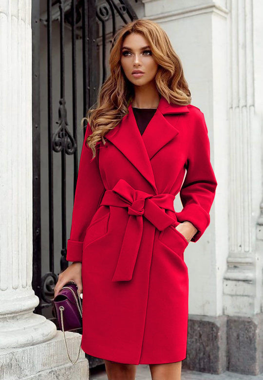 Damen Eleganter Trenchcoat mit Gürtel und praktischen Taschen EB