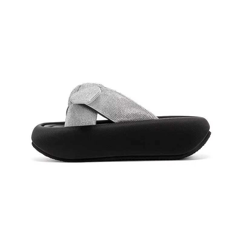 Damen bequeme und elegante Pantoletten mit dekorativem Schleifenausschnitt EB
