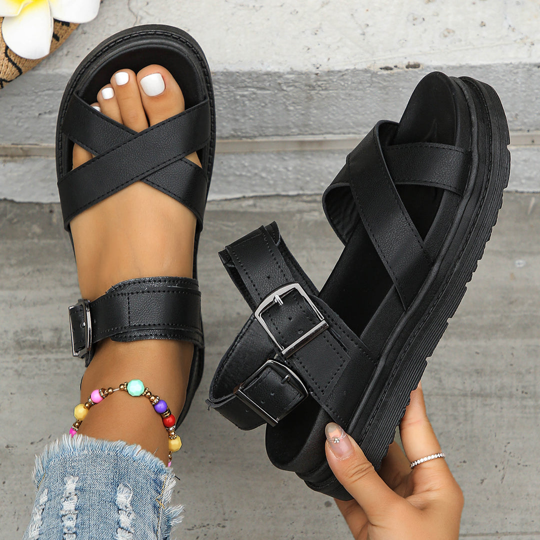 Damen Multicolor Sandalen mit verstellbarem Riemen und rutschfester Sohle EB