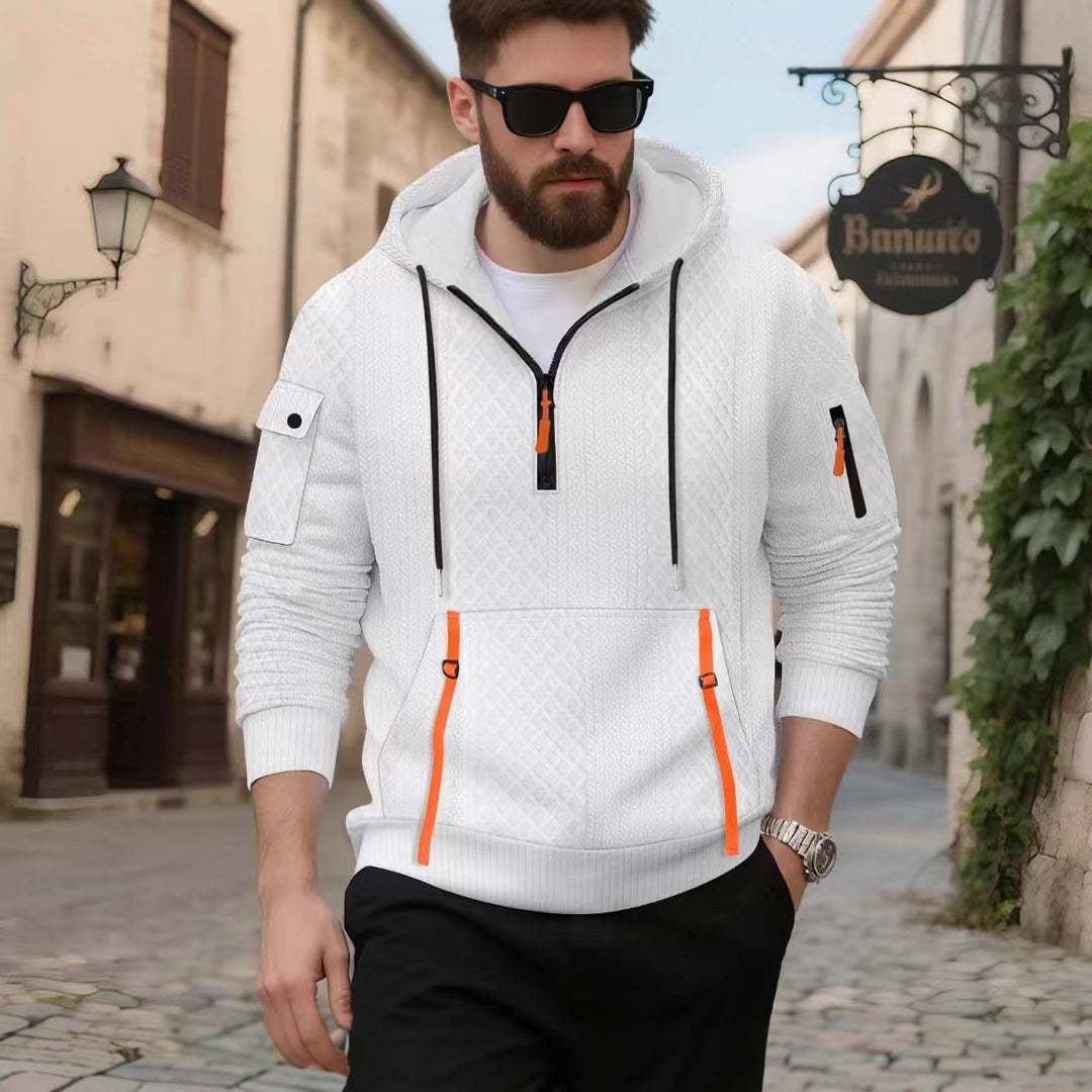 Herren sportlicher Kapuzenpullover mit strukturiertem Design und praktischen Reißverschlusstaschen EB