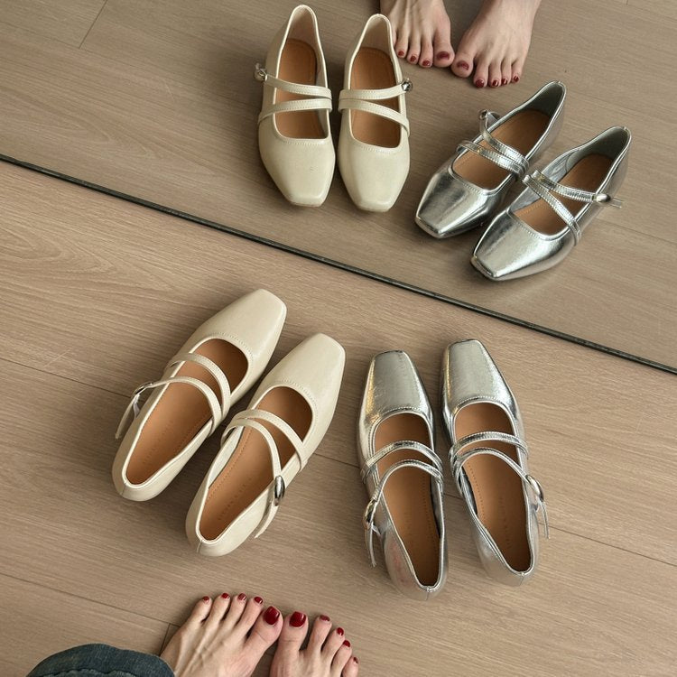 Damen Ballerinas mit modischem Riemchen und eleganter Schnallenverzierung EB