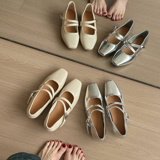 Damen Ballerinas mit modischem Riemchen und eleganter Schnallenverzierung EB