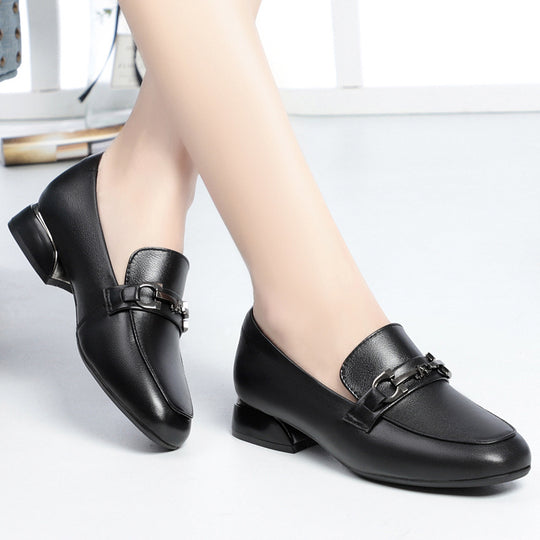 Damen Mokassins mit eleganter Schnallenverzierung und komfortablem Blockabsatz EB