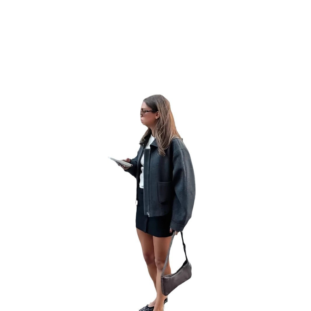 Damen lässige Oversize-Jacke mit praktischen aufgesetzten Taschen EB