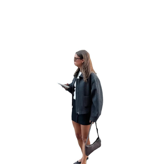 Damen lässige Oversize-Jacke mit praktischen aufgesetzten Taschen EB
