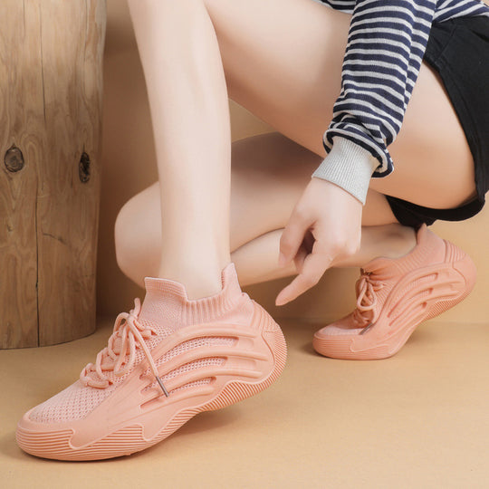 Damen Sportliche Sneakers mit atmungsaktiver Strick-Oberfläche und flexibler Sohle EB