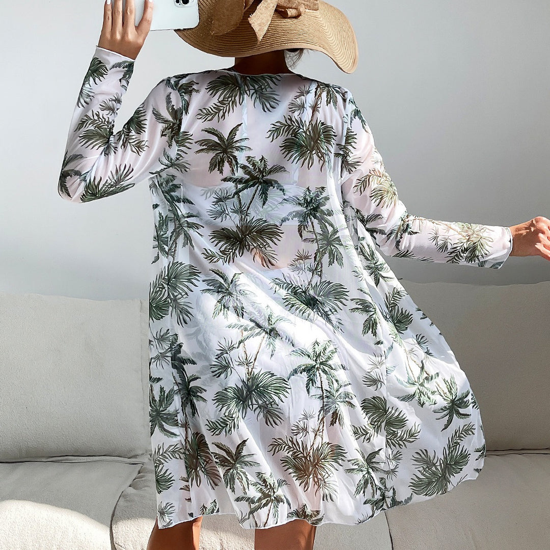 Damen Strandset mit floralem Kimono und Crop-Top EB
