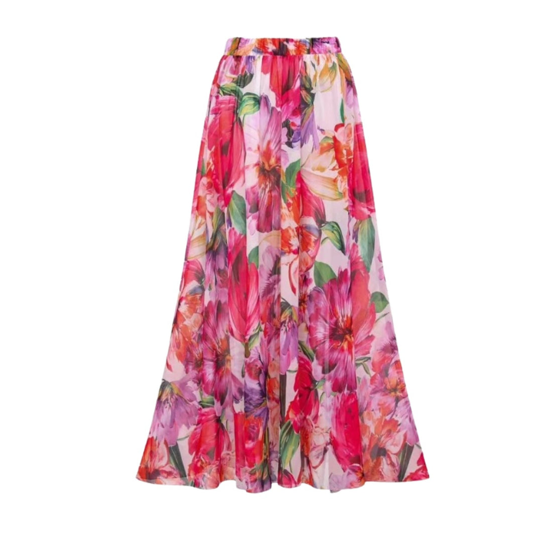 Damen eleganter Badeanzug mit floralem Wickelrock EB