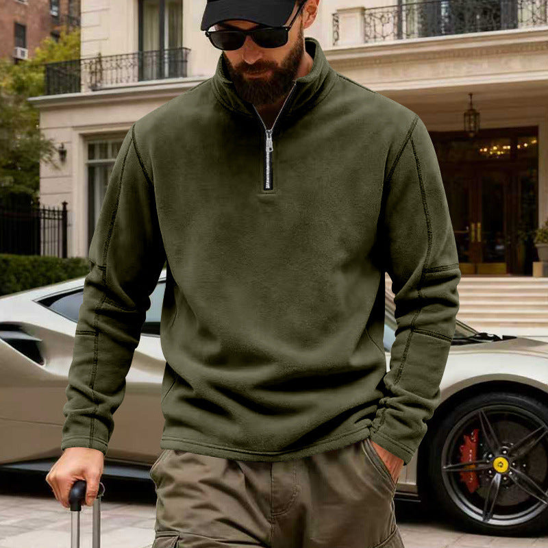 Herren Halbzip-Sweatshirt mit Stehkragen und markanten Nahtdetails EB