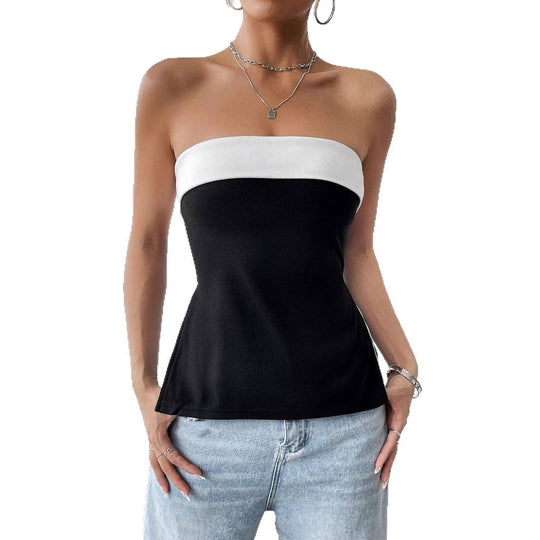 Damen Bandeau-Top mit eleganten Farbblockdesign EB