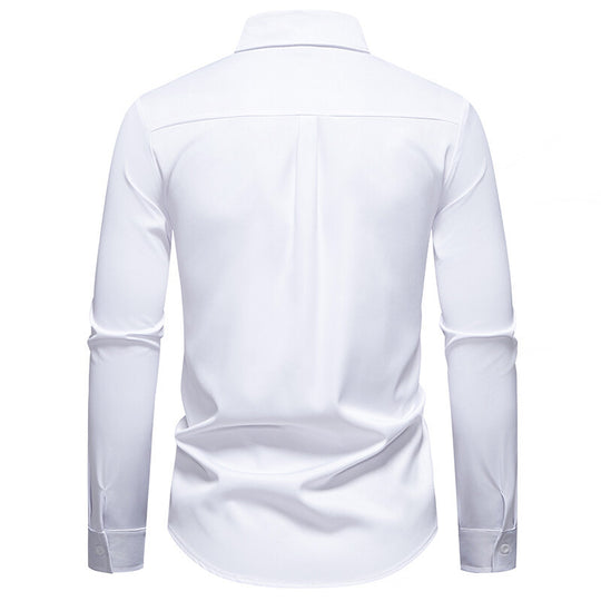 Herren elegantes Langarmhemd mit floraler Stickerei EB