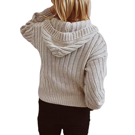 Damen Strickjacke mit auffälligem Reißverschluss und lässigem Schnitt EB