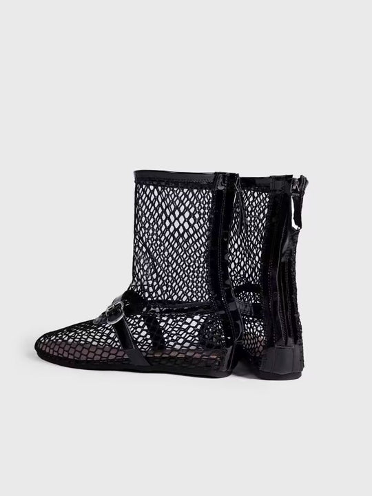 Damen Netzstiefeletten mit modischen Akzenten und komfortablem Futter EB