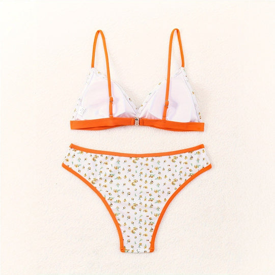 Damen Blumenmuster Bikini mit raffinierter Schnittführung EB