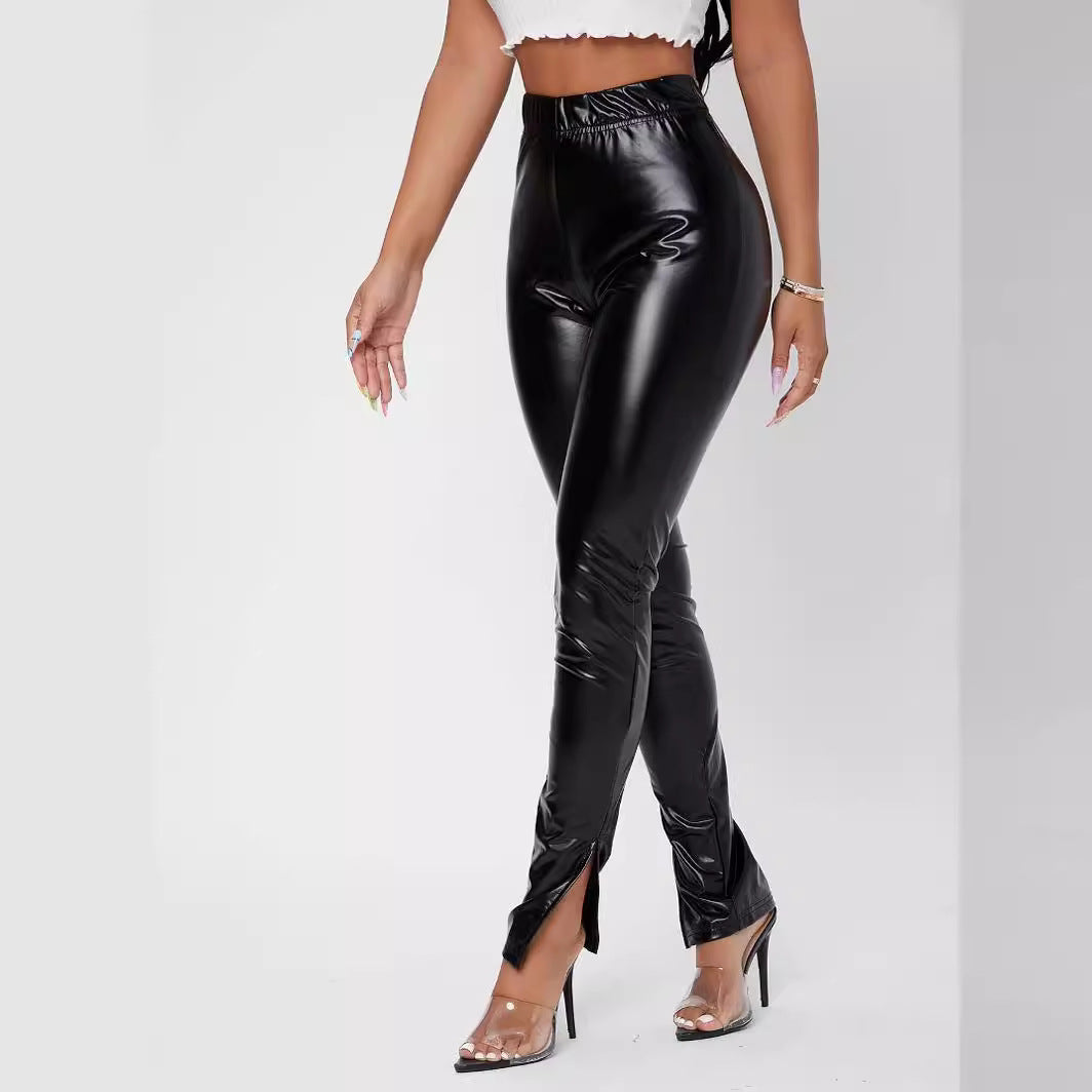 Damen Hochglänzende Leggings mit figurbetonter Passform EB