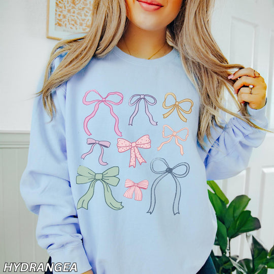 Damen lässiger Sweatshirt mit bunten Schleifenmotiven EB