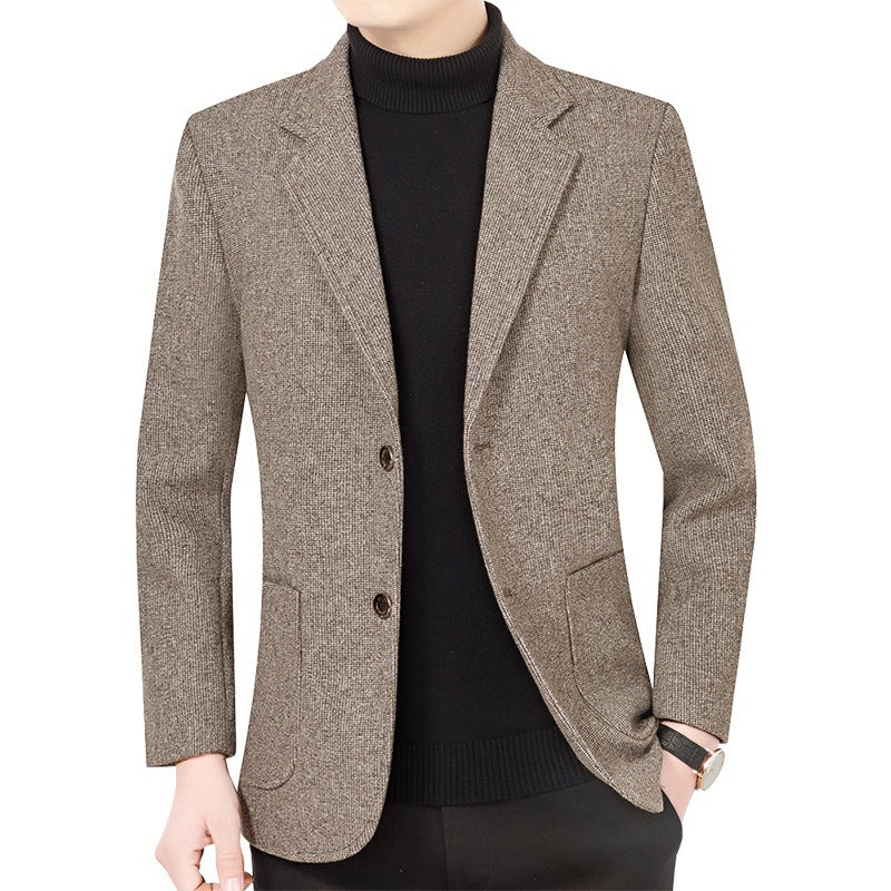 Herren Strukturierter Strickblazer mit Reverskragen und aufgesetzten Taschen EB