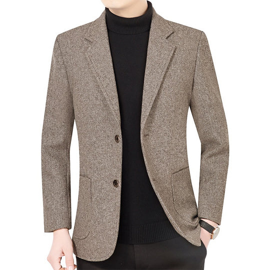 Herren Strukturierter Strickblazer mit Reverskragen und aufgesetzten Taschen EB