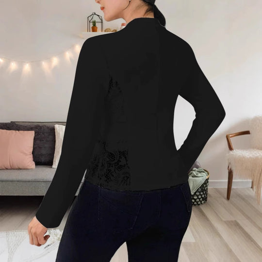 Damen elegante Blazerjacke mit Spitze und modernem Schnitt EB