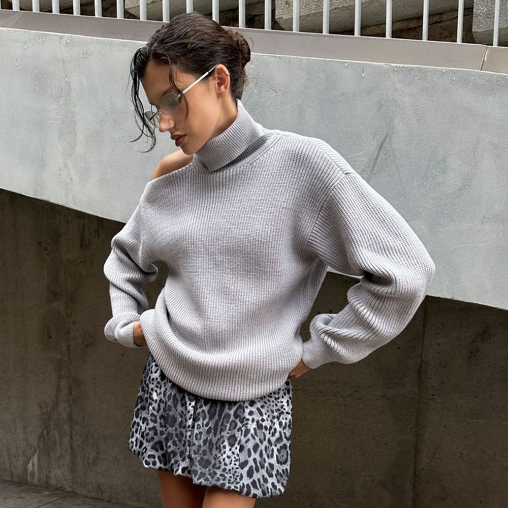Damen Modischer Rollkragenpullover mit lässigem Schnitt EB