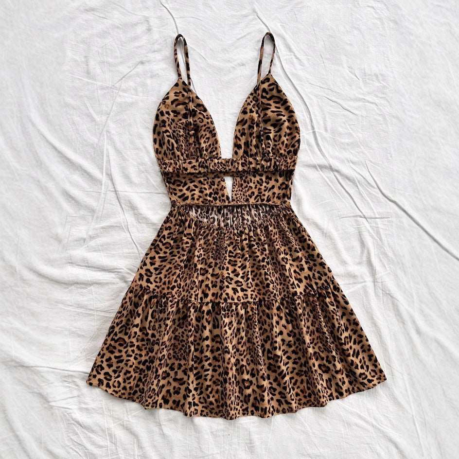 Damen Kleid mit raffiniertem Leo-Design und verstellbaren Trägern EB