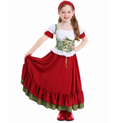 Damen nan traditionelles Trachtenkostüm Dirndl-Set mit geschnürtem Mieder und vollem Stufenrock EB