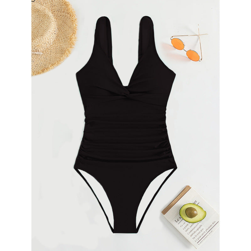 Damen Elegant geschnittene Badeanzug mit knotenfreiem Design EB