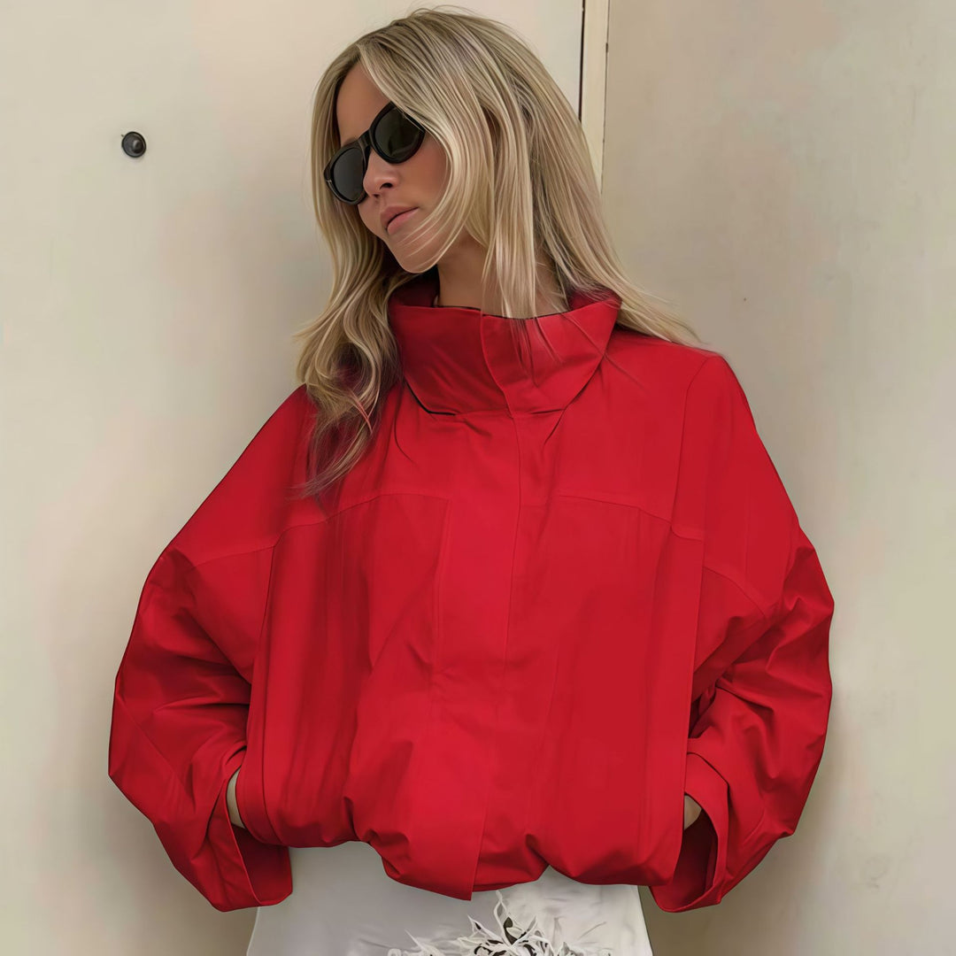 Damen Funktionale Oversized-Jacke mit hohem Kragen und innovativem Design EB