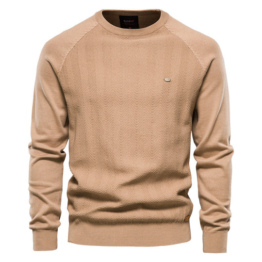 Herren Strickpullover mit elegantem Zickzackmuster und Rundhalsausschnitt EB