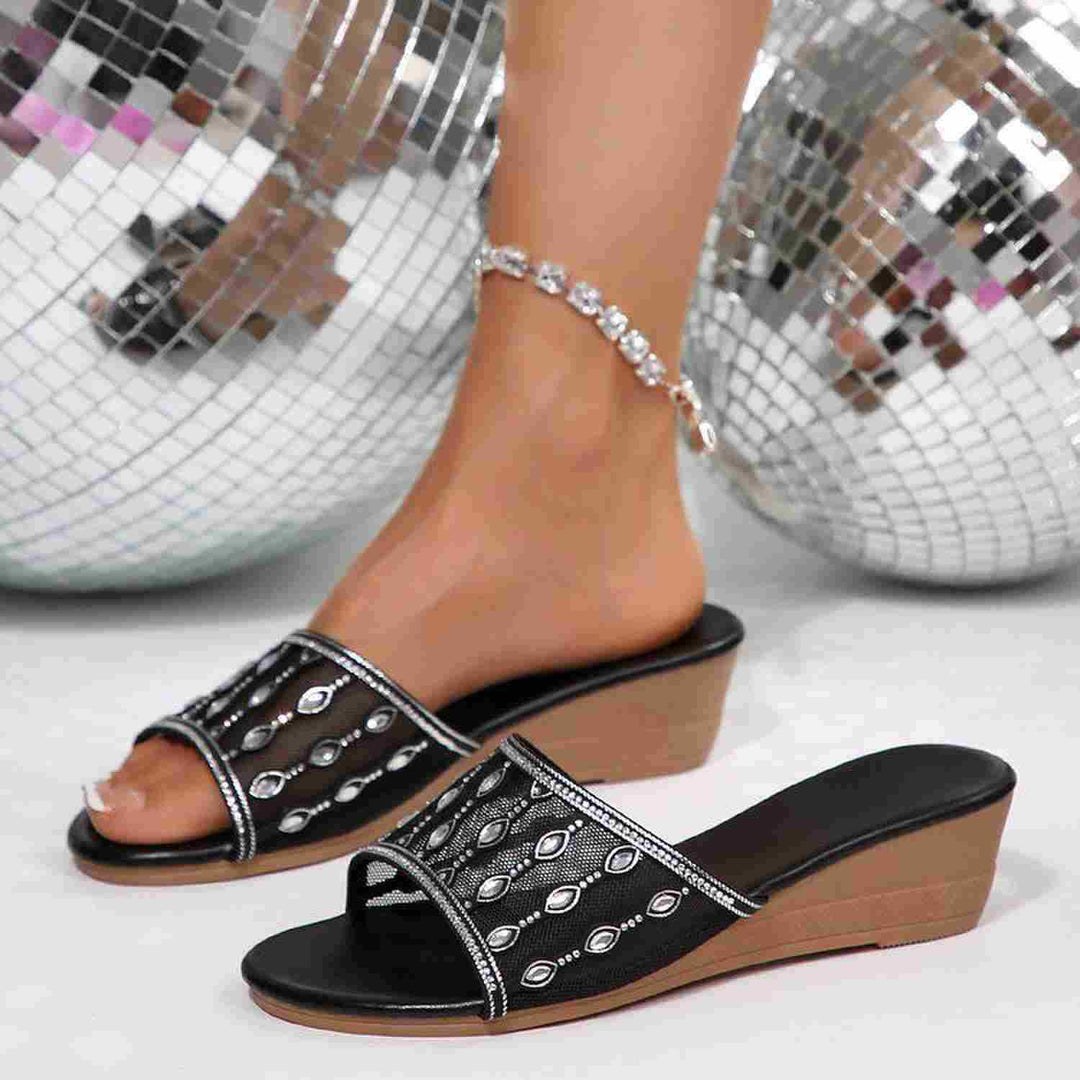 Damen modische Keilsandalen mit verziertem Riemen EB