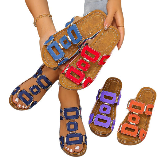 Damen Komfortable Sandalen mit dekorativen asymmetrischen Riemen EB
