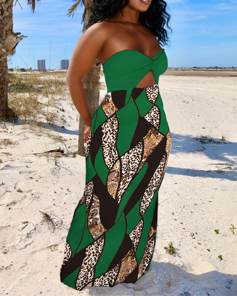 Damen Maxikleid mit schickem Cut-Out-Design und glänzenden Akzenten EB