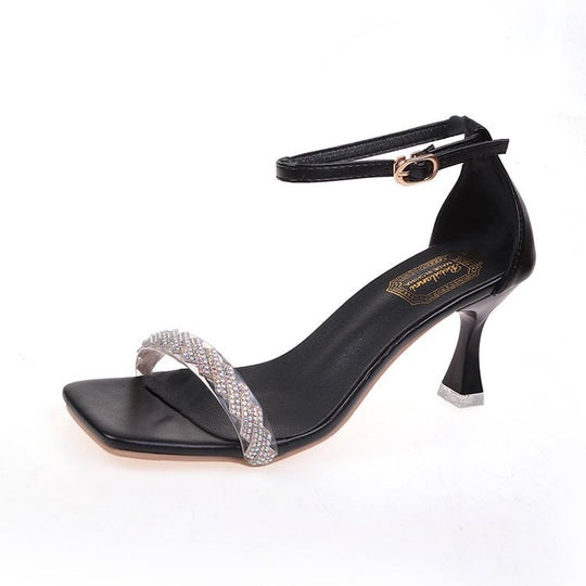 Damen elegante Ankle Strap Sandalen mit funkelndem Riemen EB