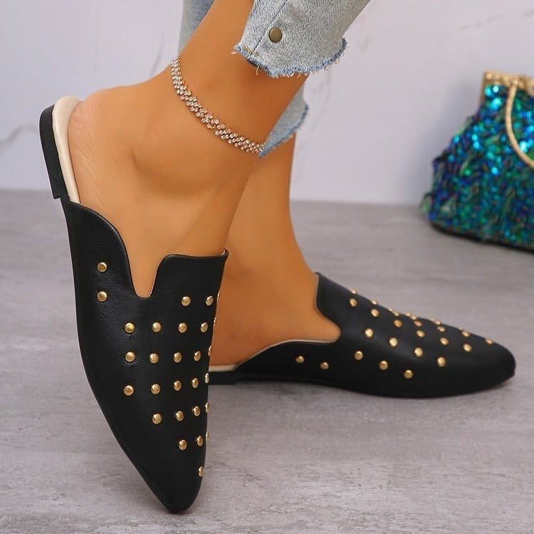 Damen offene Slipper mit funkelnden Nieten EB
