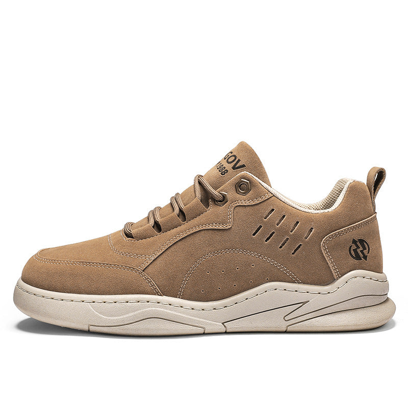 Herren urbaner Veloursleder-Optik City-Sneaker mit gelochter Seitenbelüftung und ergonomischer Plateaulaufsohle EB