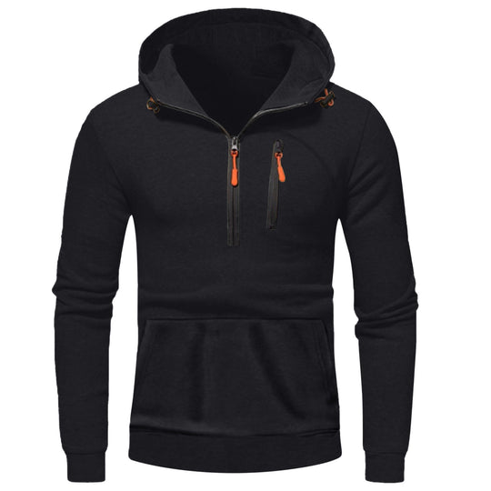 Herren moderner Kapuzenpullover mit innovativem halben Reißverschluss EB