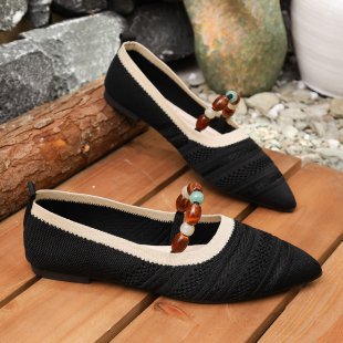 Damen elegante Ballerinas mit modischer Applikation EB