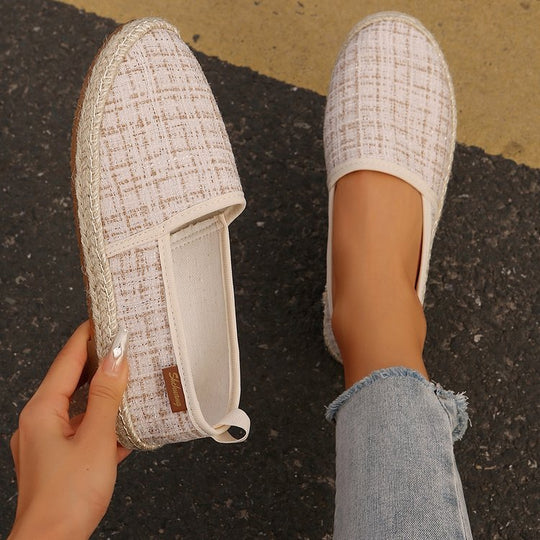 Damen  atmungsaktive Strick-Espadrilles mit geflochtener Jute-Sohle und flexiblem Memory-Fußbett EB