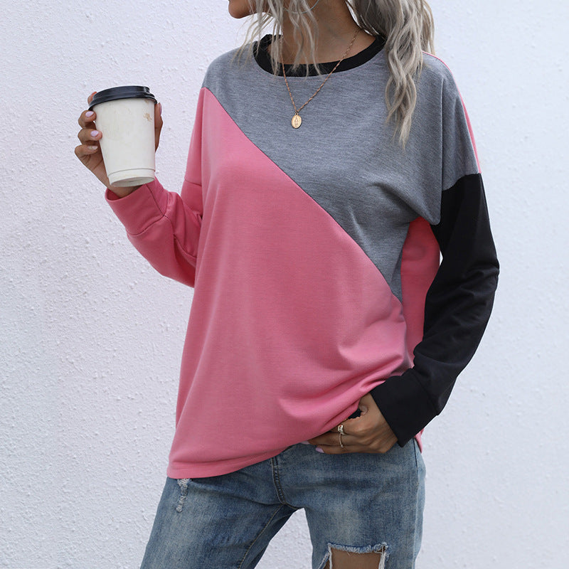 Damen Sportliches Sweatshirt mit modischem Farbblockdesign EB