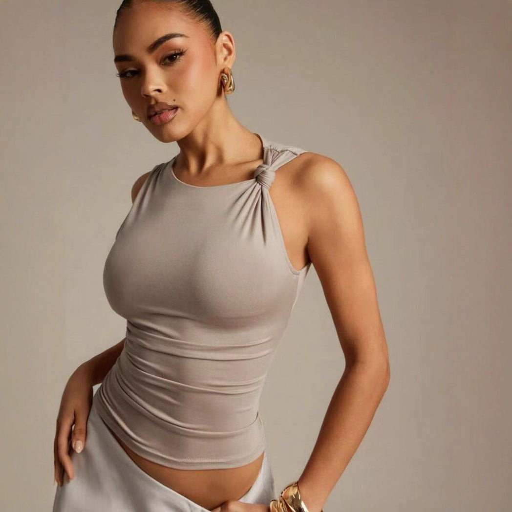 Damen Elegantes Oberteil mit Knoten-Detail und figurbetontem Schnitt EB