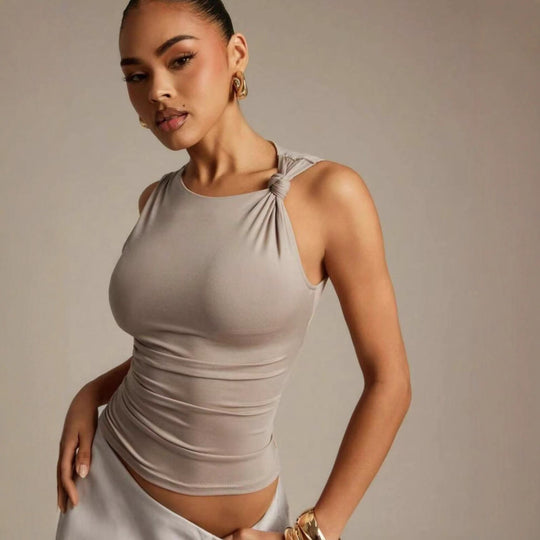 Damen Elegantes Oberteil mit Knoten-Detail und figurbetontem Schnitt EB